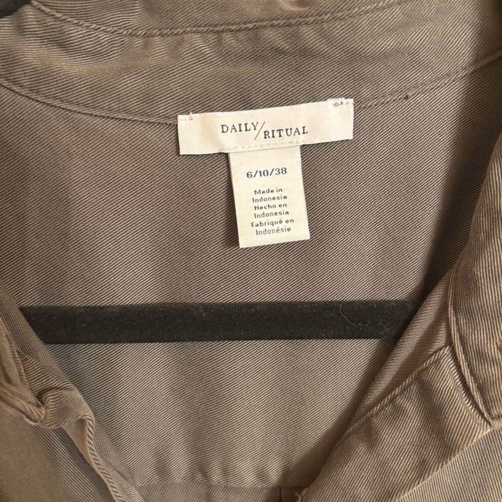 Daily Ritual Olive Button-Front Utility Shirtdress - Picture 4 of 12